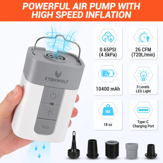 ETENWOLF AIR5 PRO Electric Air Mattress Pump - Camping Pump